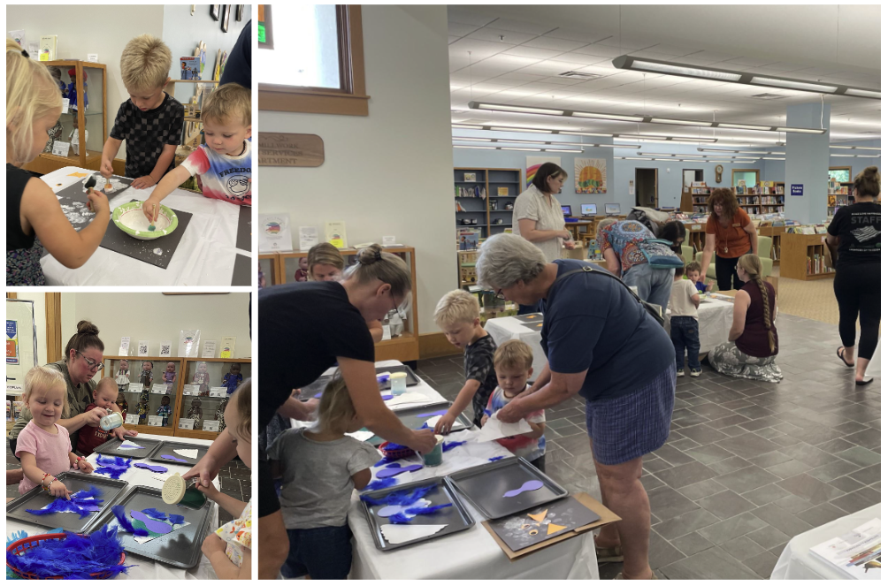 Adults and children joined Start With Art, a hands-on making program at T.B. Scott Free Library in Merrill, Wisconsin.